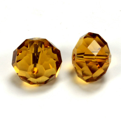 Chinese Cut Crystal Bead - Rondelle 09x12MM BROWN