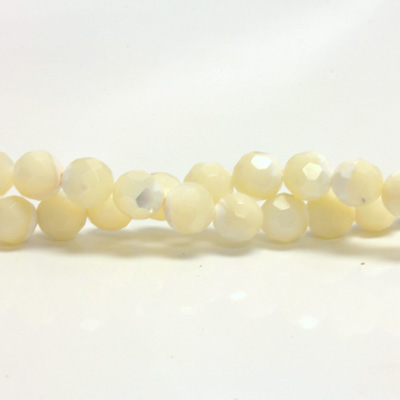 Shellstone Bead - Faceted Round 08MM WHITE MOP