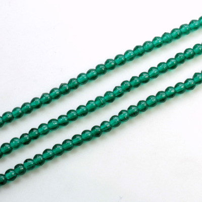 Czech Pressed Glass Bead - Smooth Round 03MM EMERALD