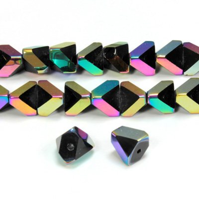 Cut Crystal Bead - V-Cut 08MM JET IRIS