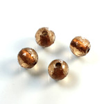 Plastic Bead - Color Lined Smooth Large Hole - Round 10MM SMOKE TOPAZ GOLD LINE