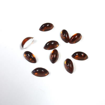 Plastic Flat Back Foiled Cabochon - Navette 08x4MM SMOKE TOPAZ