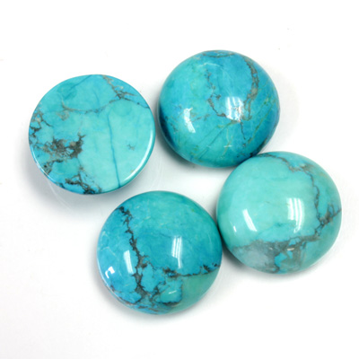 Gemstone Cabochon - Round 15MM HOWLITE DYED CHINESE TURQ