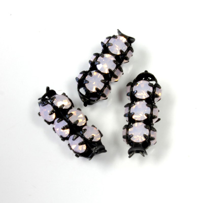 Preciosa Rhinestone Rondelle Crystal Tubes 16x7MM Opal Rose/Black