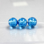 Czech Glass Lampwork Bead - Smooth Round 10MM AQUA SILVER LINED