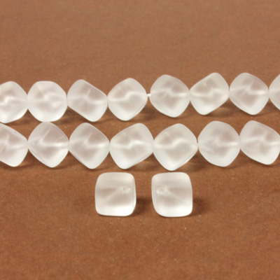 Czech Pressed Glass Bead - Cube with Diagonal Hole 08MM MATTE CRYSTAL