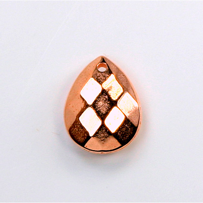 Metalized Plastic Pendant- Faceted Drop 18x14MM COPPER