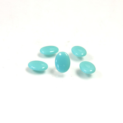 Glass Low Dome Buff Top Cabochon - Oval 08x6MM TURQUOISE