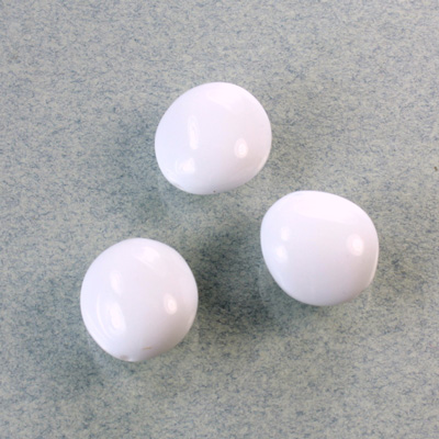 Plastic Bead - Opaque Color Smooth Flat Oval 14x13MM CHALKWHITE