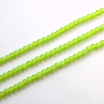 Czech Pressed Glass Bead - Smooth Round 03MM OPAL GREEN