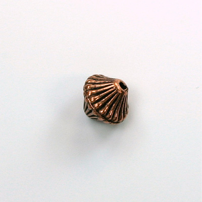 Metalized Plastic Bead - Ribbed Bicone 09x8MM ANT COPPER