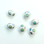 Glass Low Dome Buff Top Cabochon - Peacock Oval 08x6MM MATTE WHITE