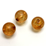 Plastic Bead - Bronze Lined Veggie Color Smooth Large Hole  Round 14MM MATTE TOPAZ