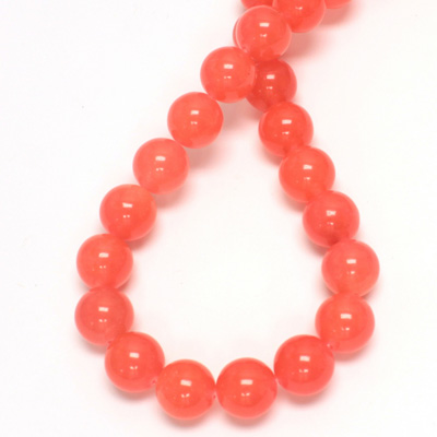 Gemstone Bead - Smooth Round 10MM Dyed QUARTZ Col. 98 SALMON