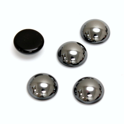 Glass Medium Dome Cabochon - Round 11MM Metallic Coated HEMATITE