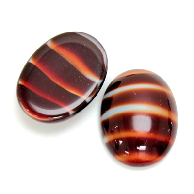 Glass Medium Dome Cabochon - Oval 25x18MM TIGEREYE RED