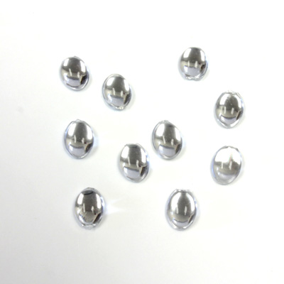 Plastic Flat Back Foiled Cabochon - Oval 06x4MM CRYSTAL