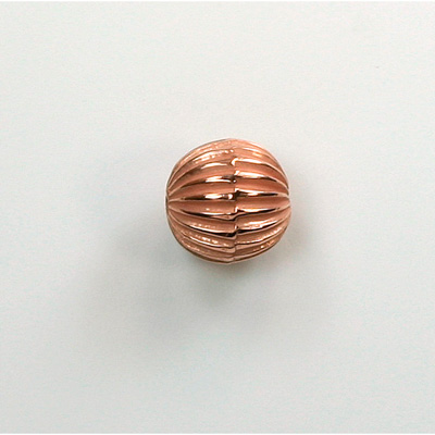 Metalized Plastic Bead - Ribbed Round Melon 10MM COPPER