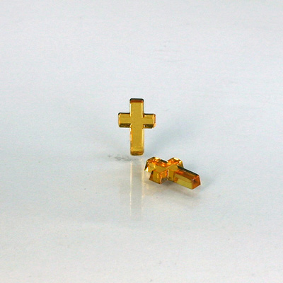 Glass Flat Back Foiled Mirror - Cross 10x6MM TOPAZ