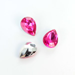 Plastic Point Back Foiled Stone - Pear 14x10MM ROSE