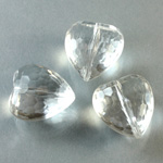 German Plastic Bead - Transparent Faceted Heart 18MM CRYSTAL