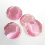 Fiber-Optic Flat Back Stone with Faceted Top and Table - Round 15MM CAT'S EYE LT PINK