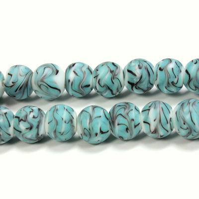 Glass Lampwork Bead - Smooth Round 10MM MATTE BLUE MATRIX