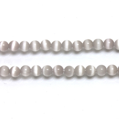 Fiber-Optic Synthetic Bead - Cat's Eye Smooth Round 04MM CAT'S EYE LT GREY