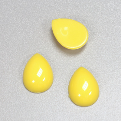 Plastic Flat Back Opaque Cabochon - Pear 18x13MM BRIGHT YELLOW