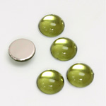 Plastic Flat Back Foiled Cabochon - Round 11MM OLIVINE