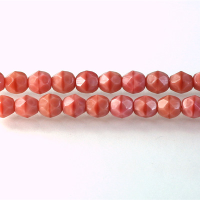 Czech Glass Fire Polish Bead - Round 06MM MOONSTONE PINK