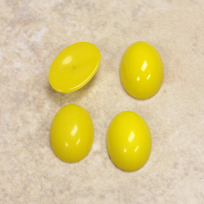 Glass Medium Dome Opaque Cabochon - Oval 14x10MM YELLOW