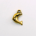 Metalized Plastic Pendant- Dolphin 17x13MM ANT GOLD