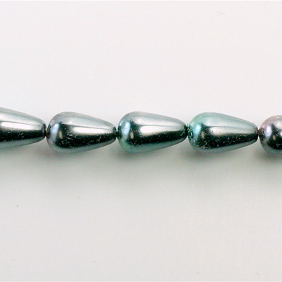 Czech Glass Pearl Bead - Pear 12x7MM BLACK TAHITI 89031