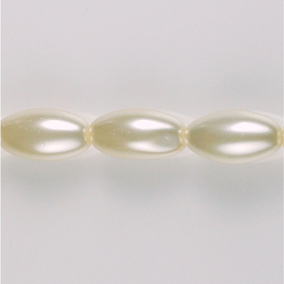 Czech Glass Pearl Bead - Oval 16x9MM WHITE 70401