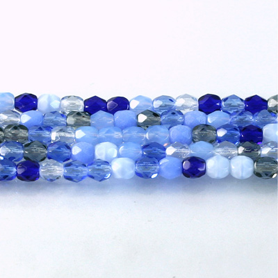 Czech Glass Fire Polish Bead - Round 04MM BLUE MIX