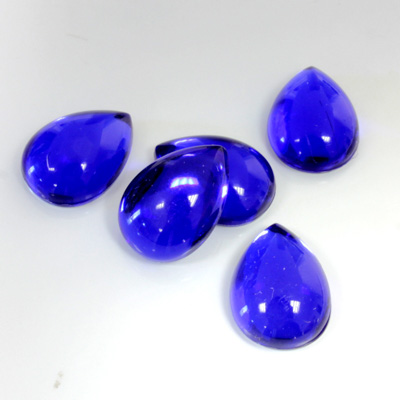 Plastic Flat Back Foiled Cabochon - Pear 14x10MM SAPPHIRE