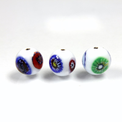 Glass Lampwork Bead - Smooth Round 10MM VENETIAN WHITE