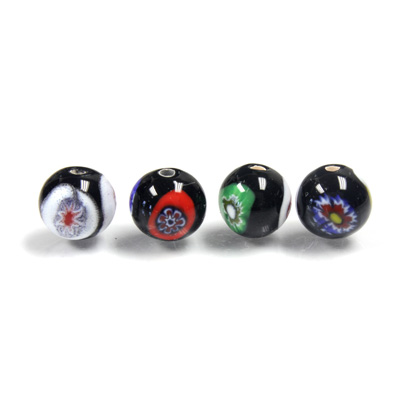 Glass Lampwork Bead - Smooth Round 08MM VENETIAN BLACK