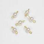 Plastic Bead with 2 Brass Loops - Pearl Round 5MM WHITE
