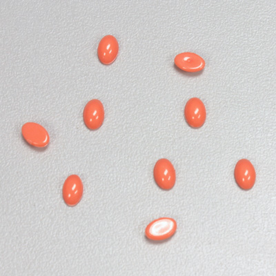 Plastic Flat Back Opaque Cabochon - Oval 06x4MM CORAL