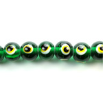 Glass Lampwork Bead - Eye Round 10MM EMERALD