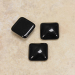 Glass Low Dome Cabochon Opaque - Square Antique 12x12MM JET