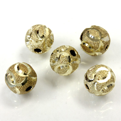 Brass Machine Made Bead - Engraved Round 08MM RAW BRASS