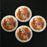 German Plastic Porcelain Decal Painting - Rococo (Scene 2) Round 30MM ON CHALKWHITE BASE