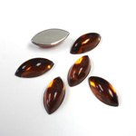 Plastic Flat Back Foiled Cabochon - Navette 15x7MM SMOKE TOPAZ