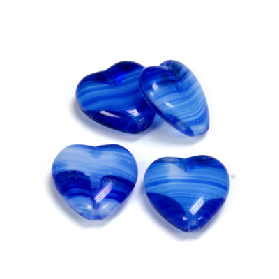 Czech Pressed Glass Bead - Smooth Heart 16x15MM PORPHYR SAPPHIRE