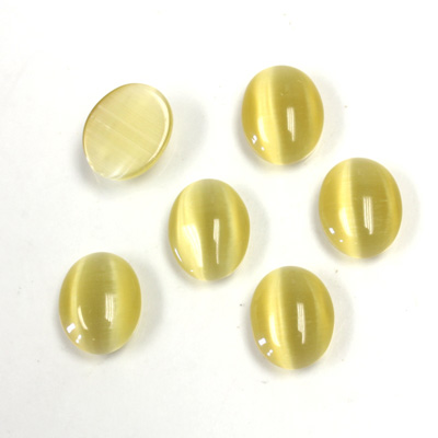 Fiber-Optic Cabochon - Oval 10x8MM CAT'S EYE LT BROWN