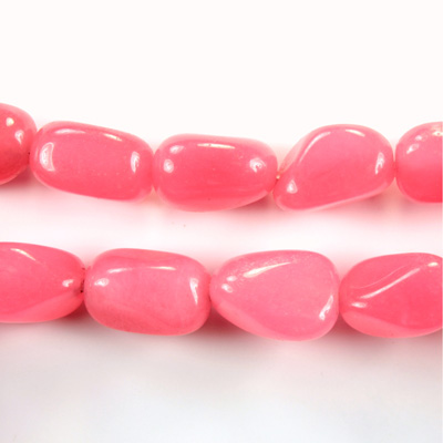 Gemstone Bead - Smooth Nugget 15x11MM Dyed QUARTZ Col. 27 ROSE