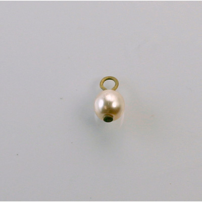 Czech Glass Pearl Bead with 1 Brass Loop - Round 06MM CREME